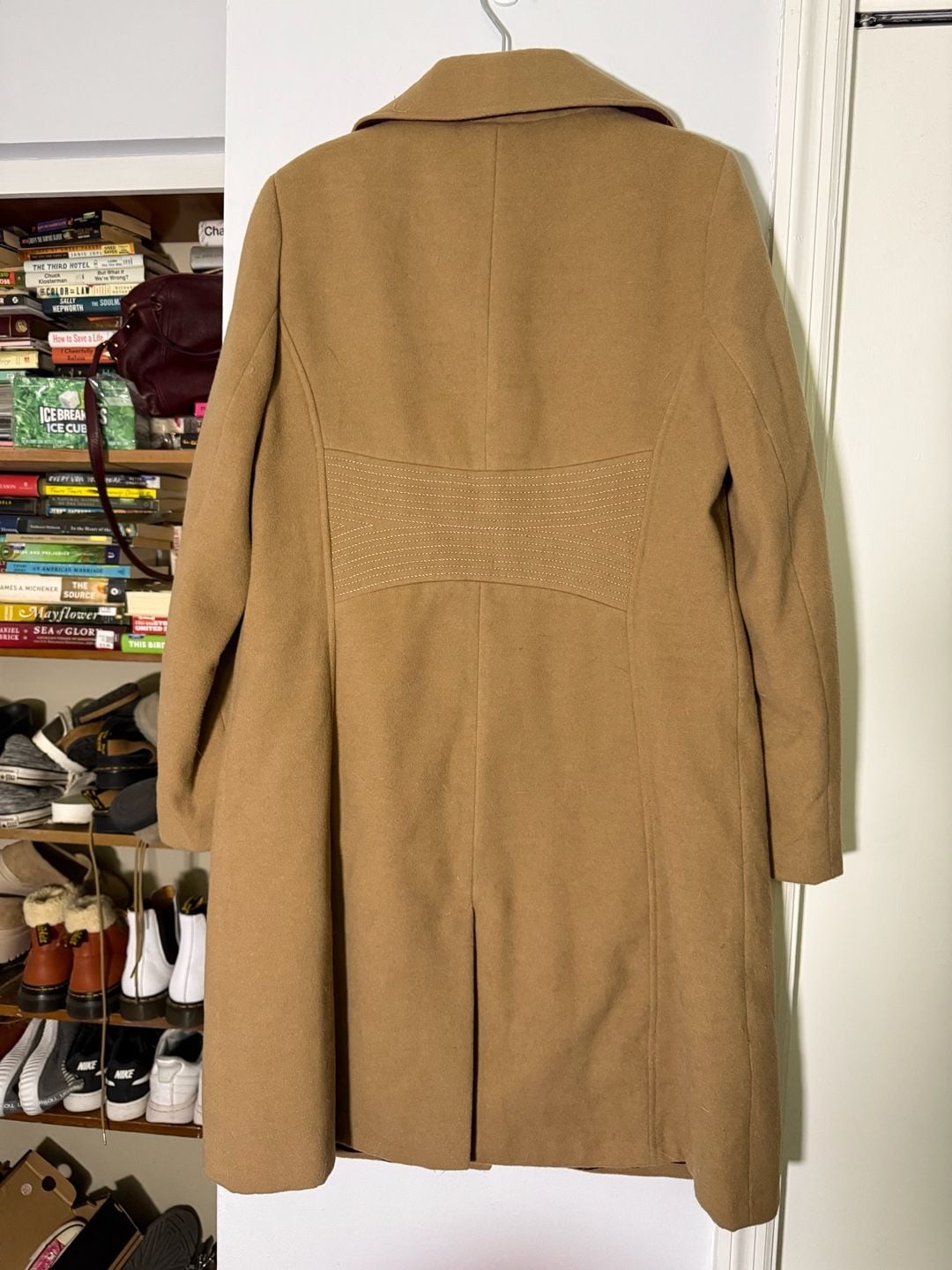 Tommy Hilfiger Wool Blend Walker Coat Size L Camel Tan 3