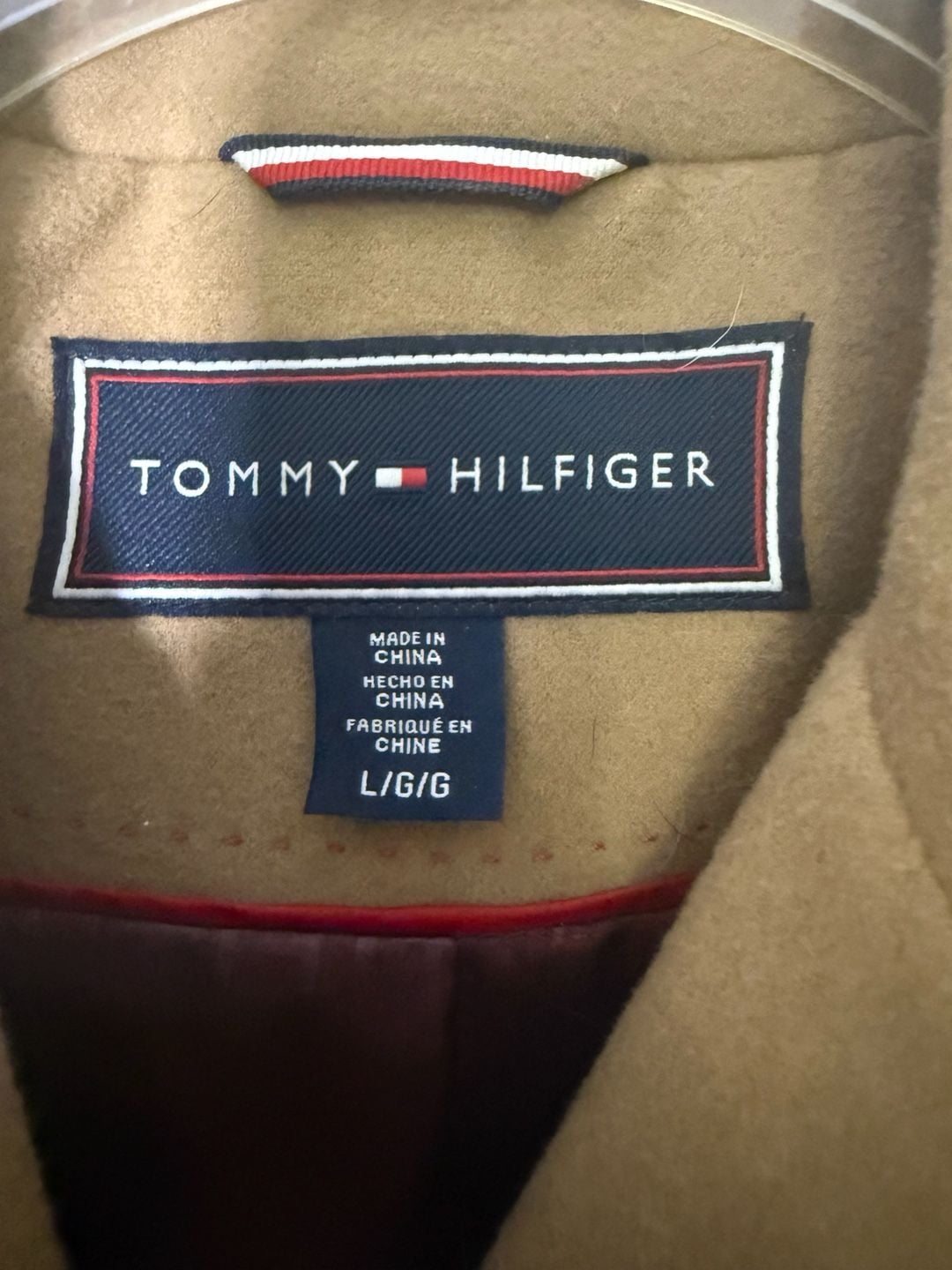 Tommy Hilfiger Wool Blend Walker Coat Size L Camel Tan 4