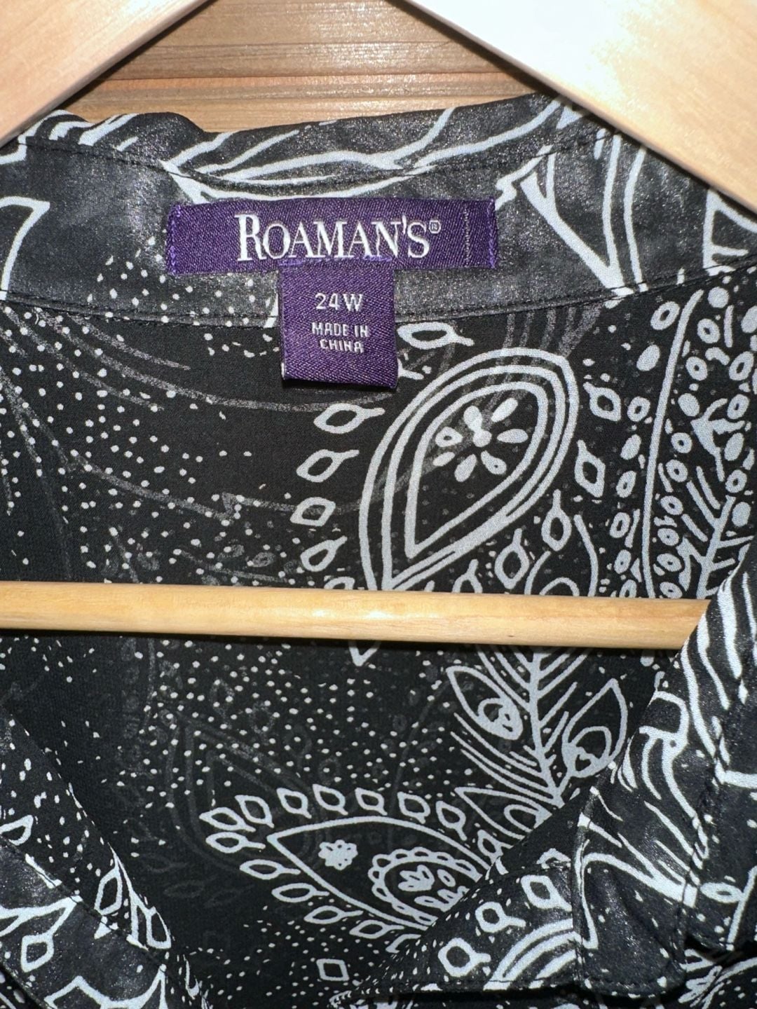 No.16 Roaman'S Sleeveless Blouse Size 24W Black White Floral Paisley Top 3