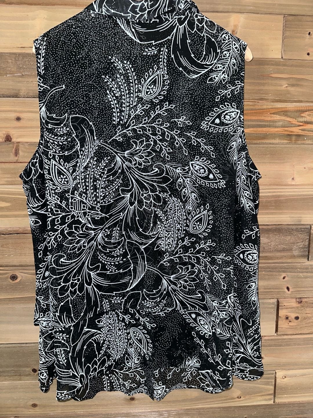 No.16 Roaman'S Sleeveless Blouse Size 24W Black White Floral Paisley Top 4