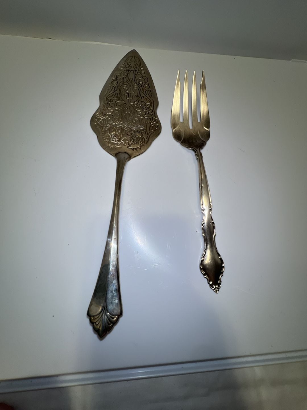 International Deep Silver Cake Server And Fork Set Silver Plated 1