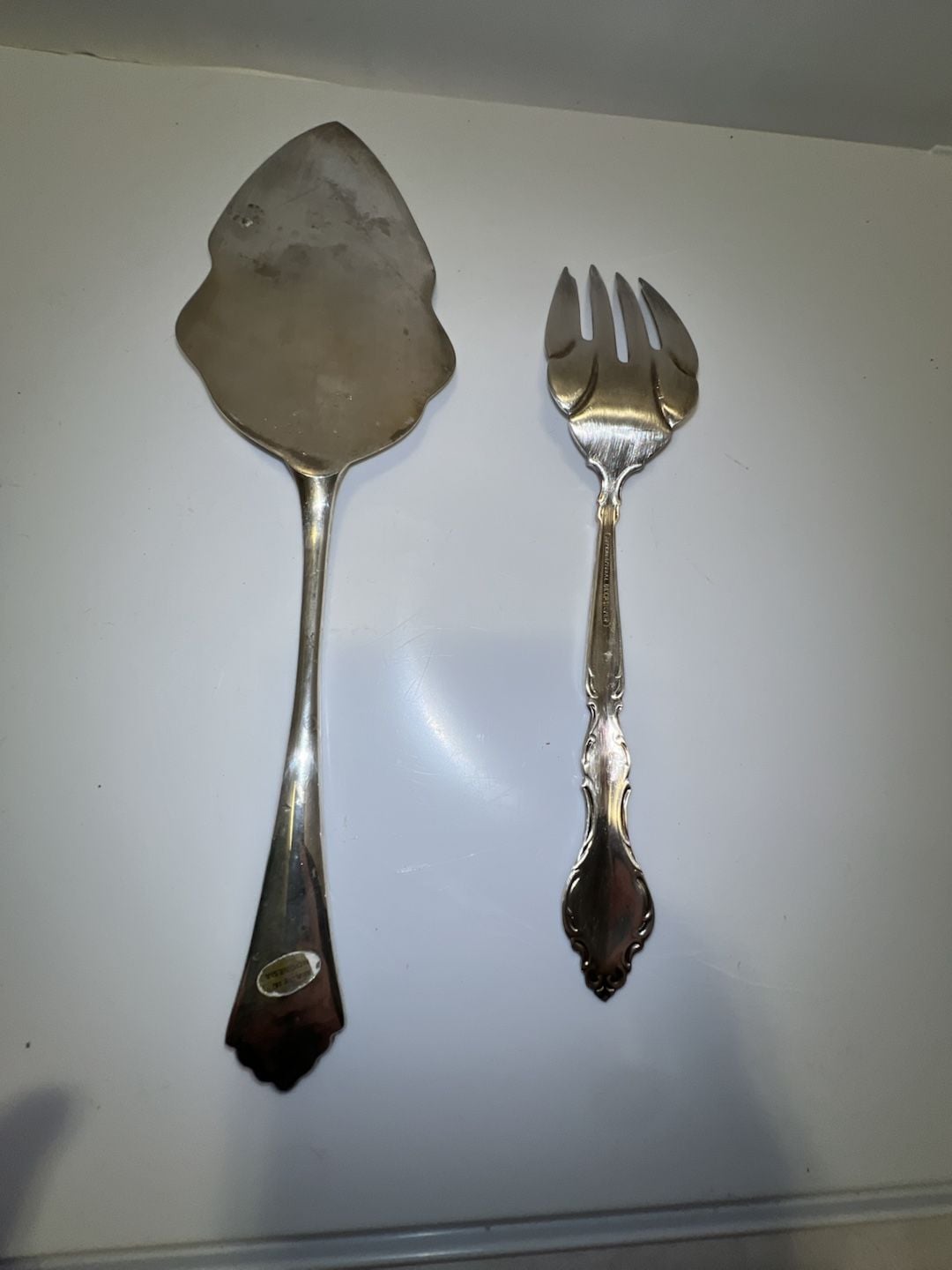 International Deep Silver Cake Server And Fork Set Silver Plated 2