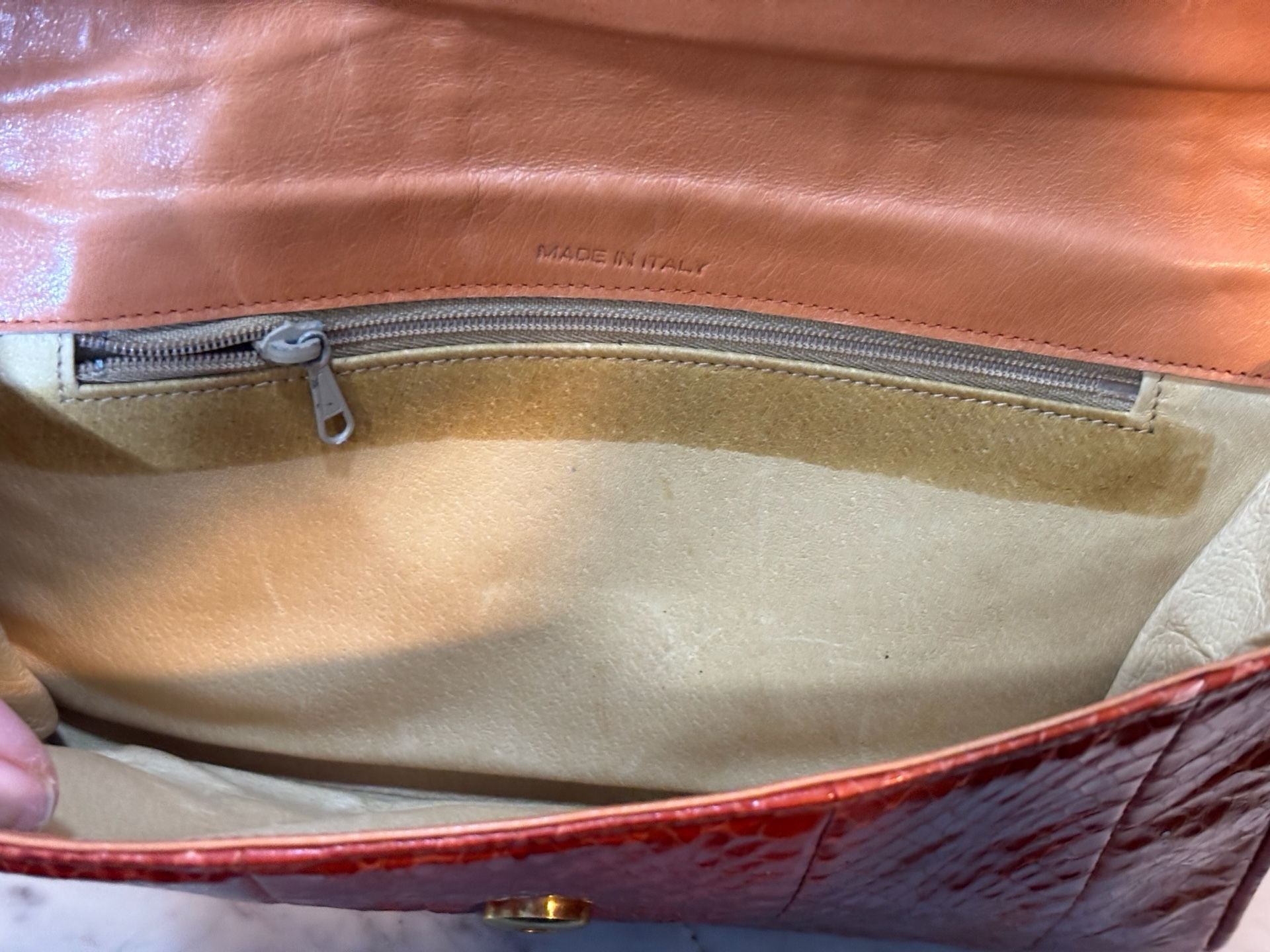 VTG Rashedah Orange Python Clutch with Python hardware made in Italy w dust bag 3