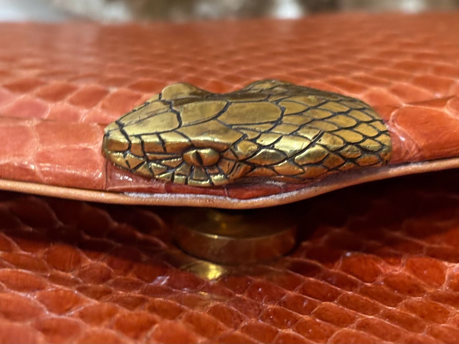VTG Rashedah Orange Python Clutch with Python hardware made in Italy w dust bag 5