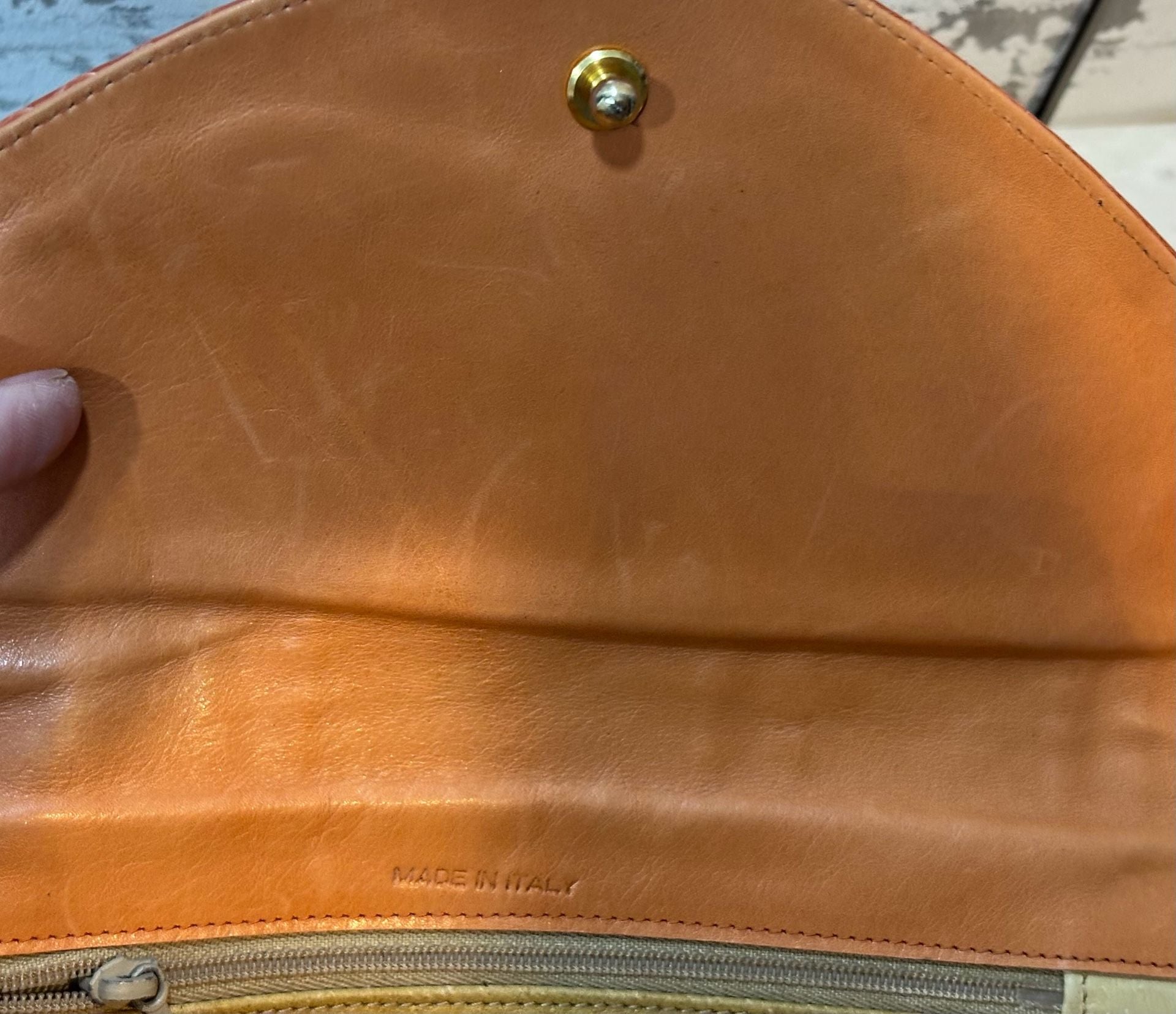 VTG Rashedah Orange Python Clutch with Python hardware made in Italy w dust bag 8