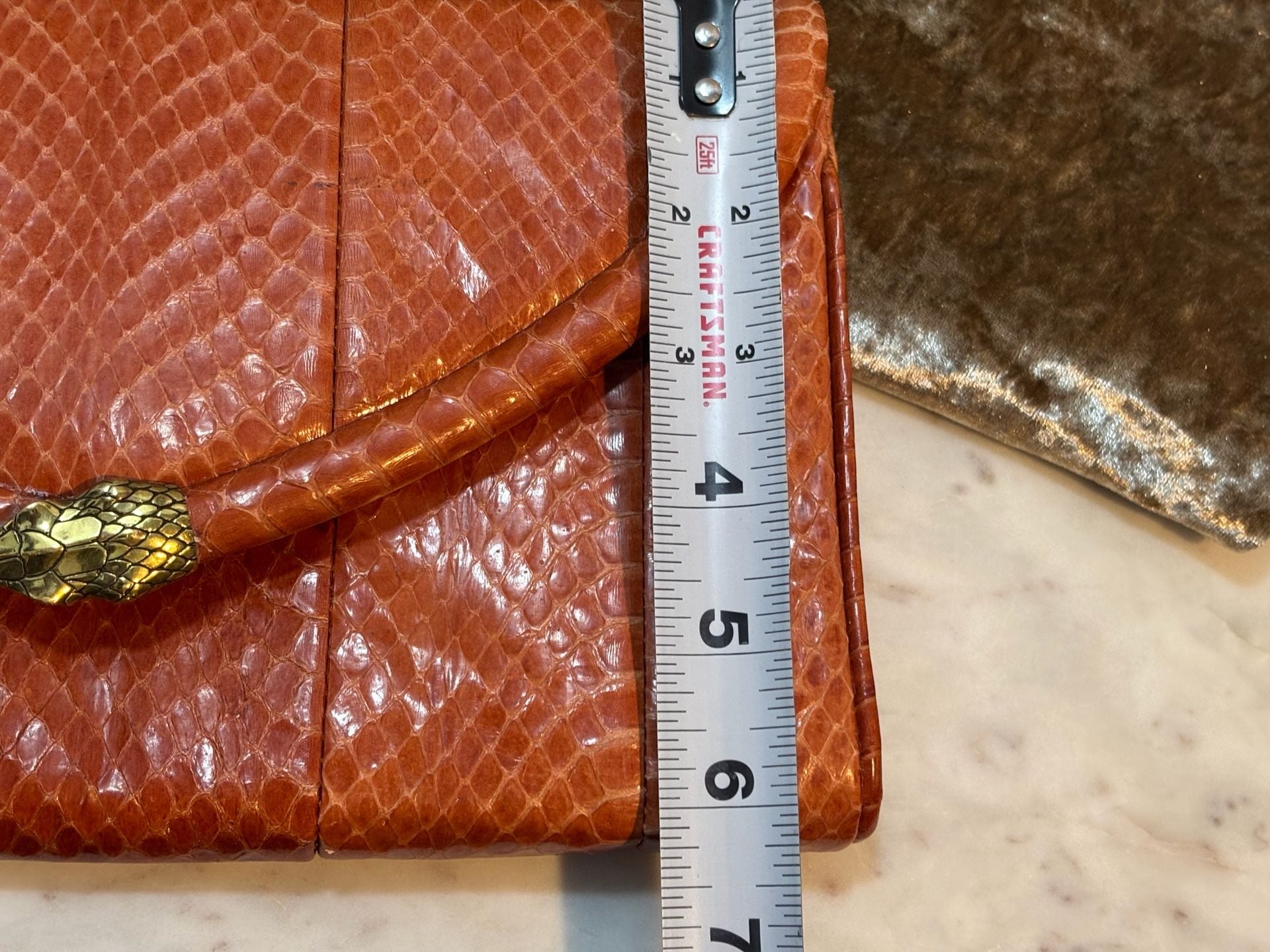 VTG Rashedah Orange Python Clutch with Python hardware made in Italy w dust bag 10