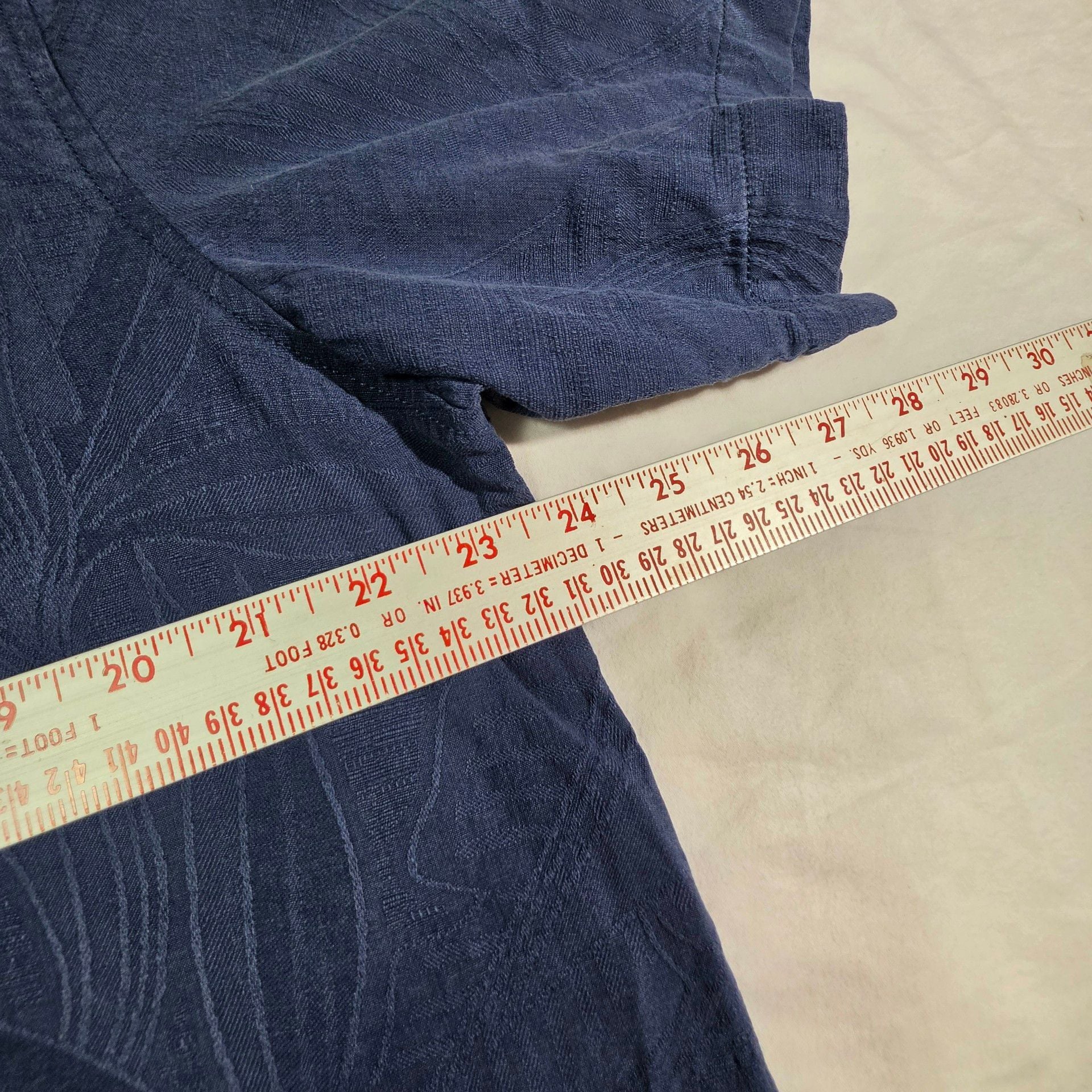 Tommy Bahama Silk Blend Camp Shirt Size L Blue Leaf Jacquard 7