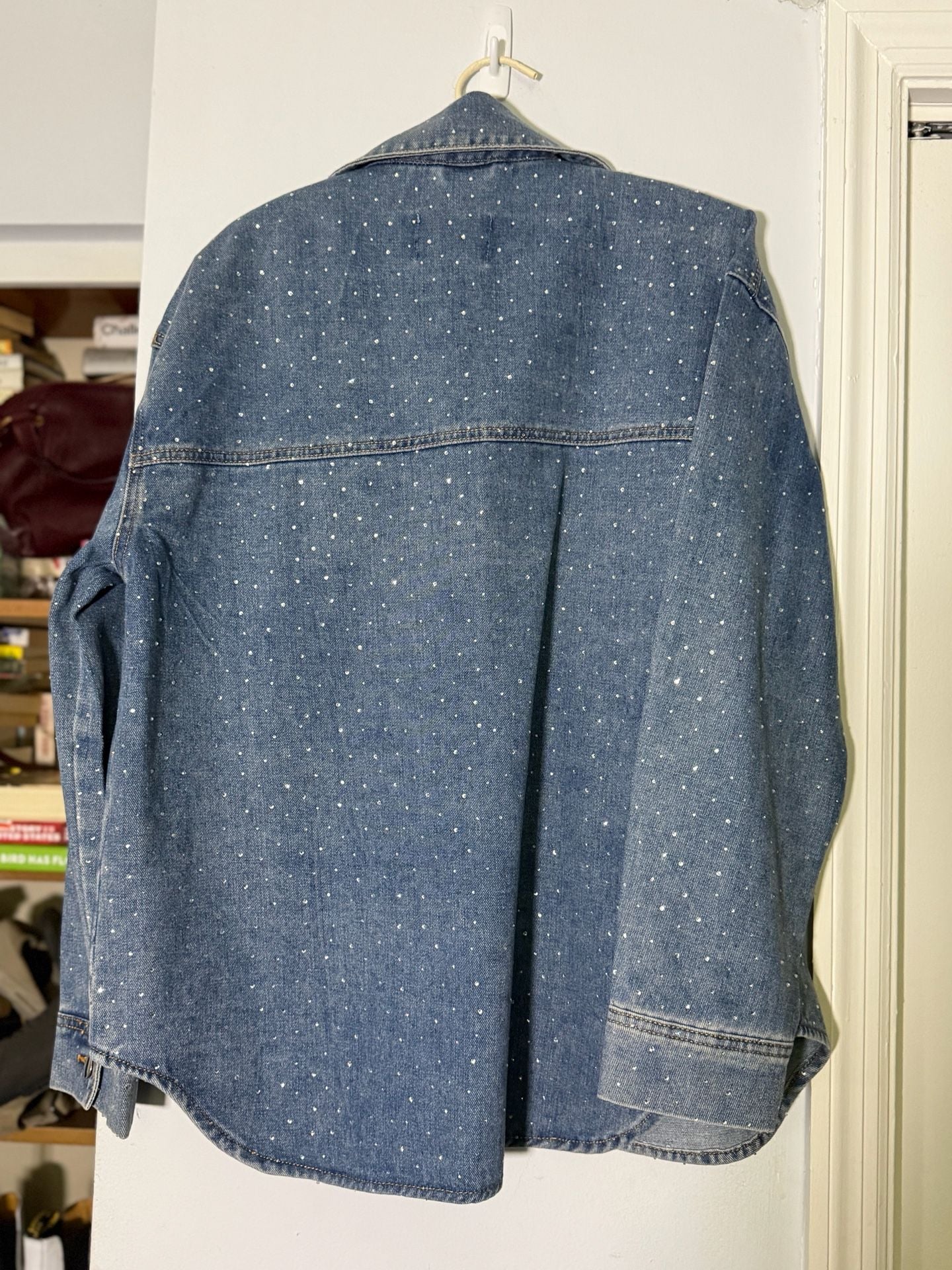 House Of Harlow 1960 Crystal Denim Jacket Size M Blue Rhinestone 3