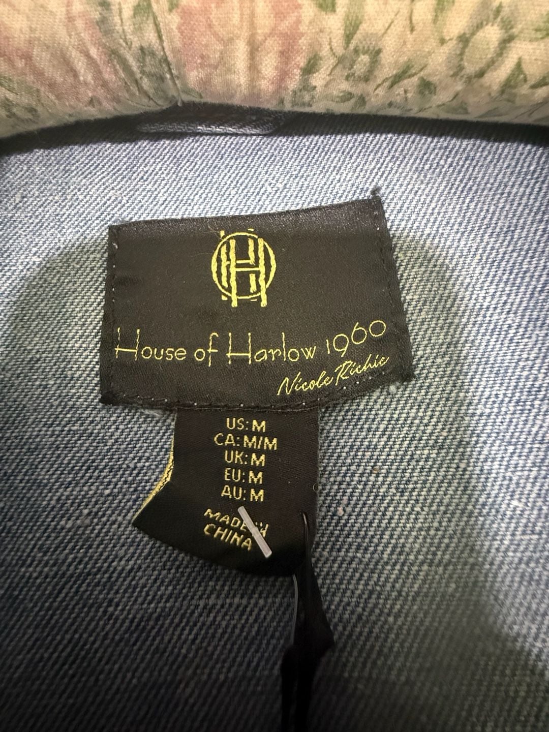 House Of Harlow 1960 Crystal Denim Jacket Size M Blue Rhinestone 4
