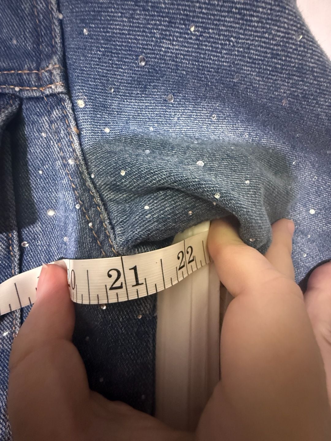 House Of Harlow 1960 Crystal Denim Jacket Size M Blue Rhinestone 6