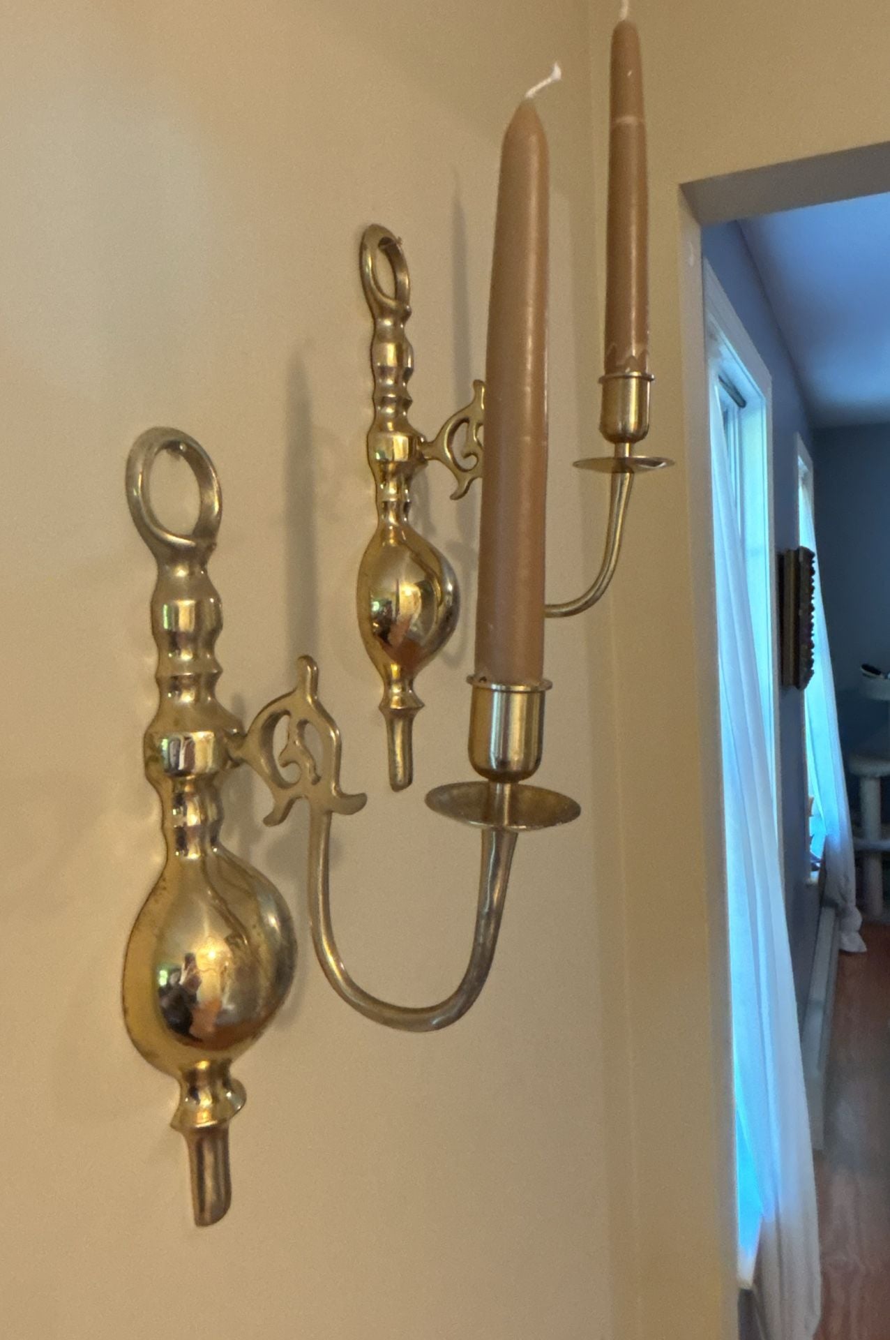 Vintage Brass Wall Sconce Pair 14