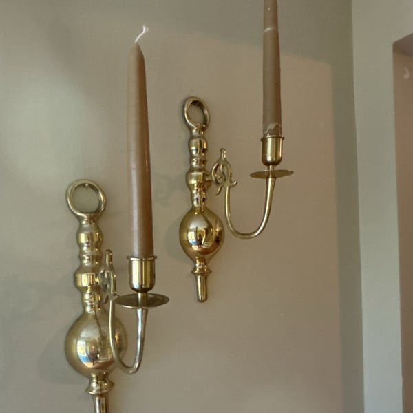 Vintage Brass Wall Sconce Pair