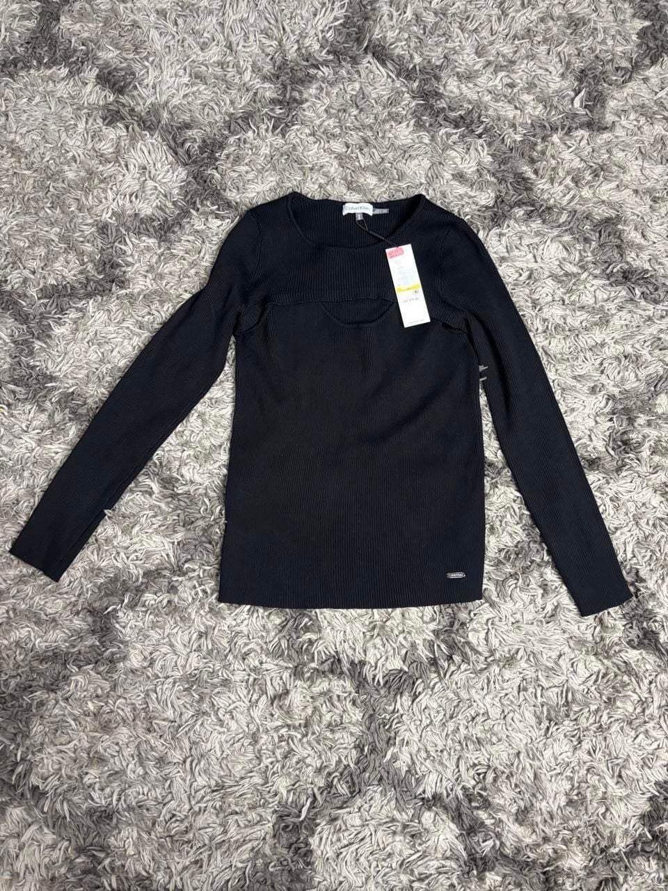 Calvin Klein Long Sleeve Ribbed Sweater Size M Black 2