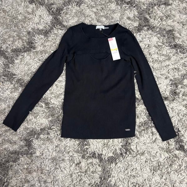 Calvin Klein Long Sleeve Ribbed Sweater Size M Black