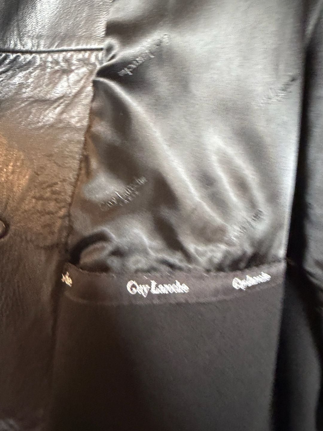 Guy Laroche Leather Jacket Size 48 Black Button Front Coat 6