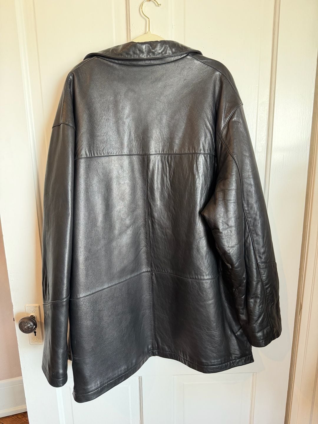 Guy Laroche Leather Jacket Size 48 Black Button Front Coat 7