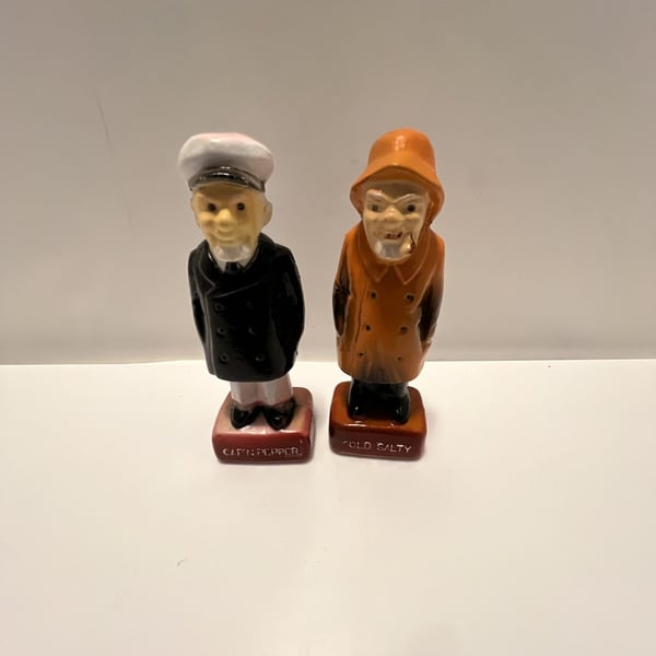 Vintage Cap'n Pepper & Old Salty Salt and Pepper Shakers Set Ceramic