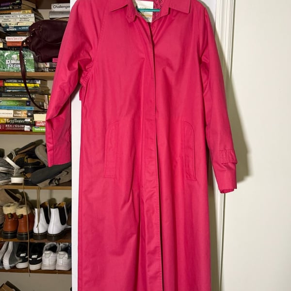 London Fog Pink Trench Coat Long Raincoat Wamsutta 65/35