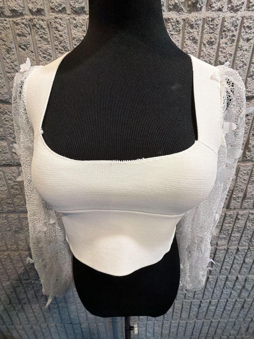 890 Free People Flutter By Crop Top Small White 4