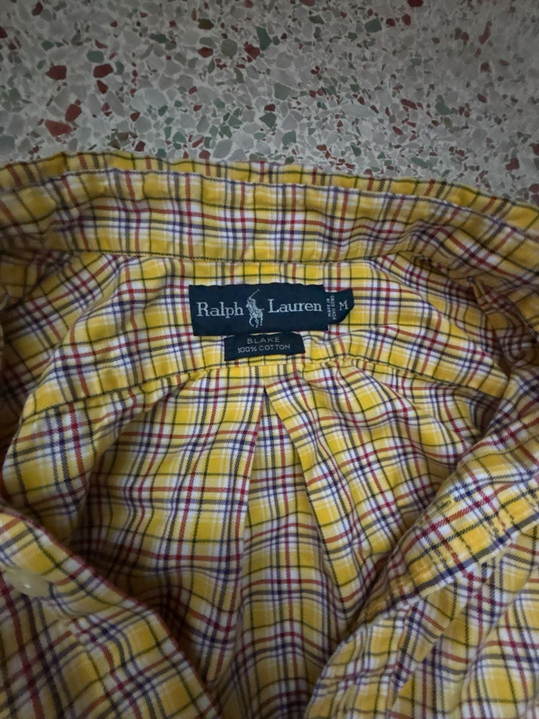 Ralph Lauren Blake Button-Down Shirt Size M Yellow Plaid Cotton 2