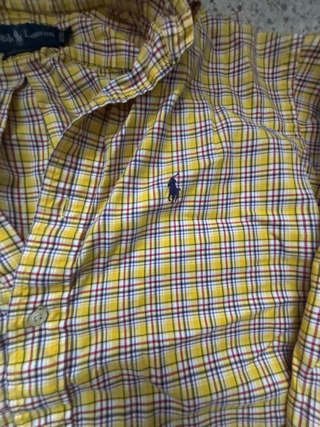 Ralph Lauren Blake Button-Down Shirt Size M Yellow Plaid Cotton 3