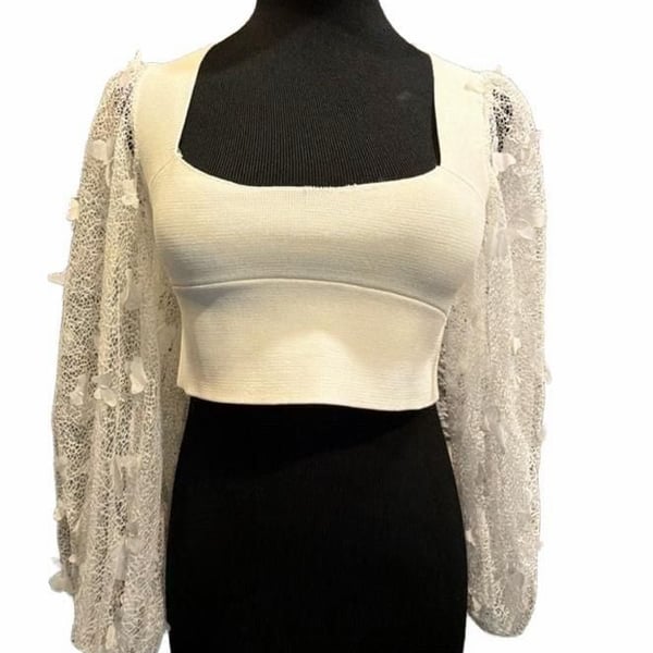 890 Free People Flutter By Crop Top Small White