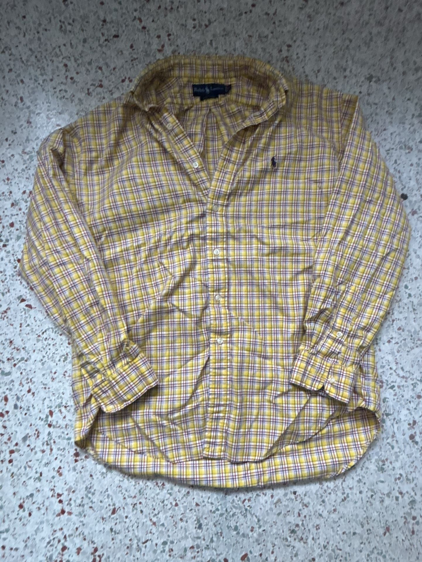 Ralph Lauren Blake Button-Down Shirt Size M Yellow Plaid Cotton 1