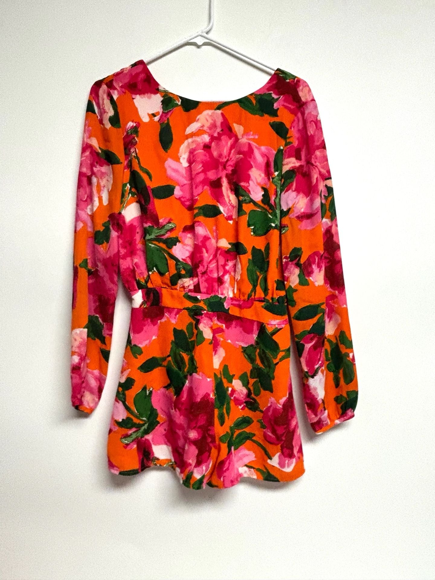 Lulus Sweetest Song Romper Size S Orange Floral Print Backless 2