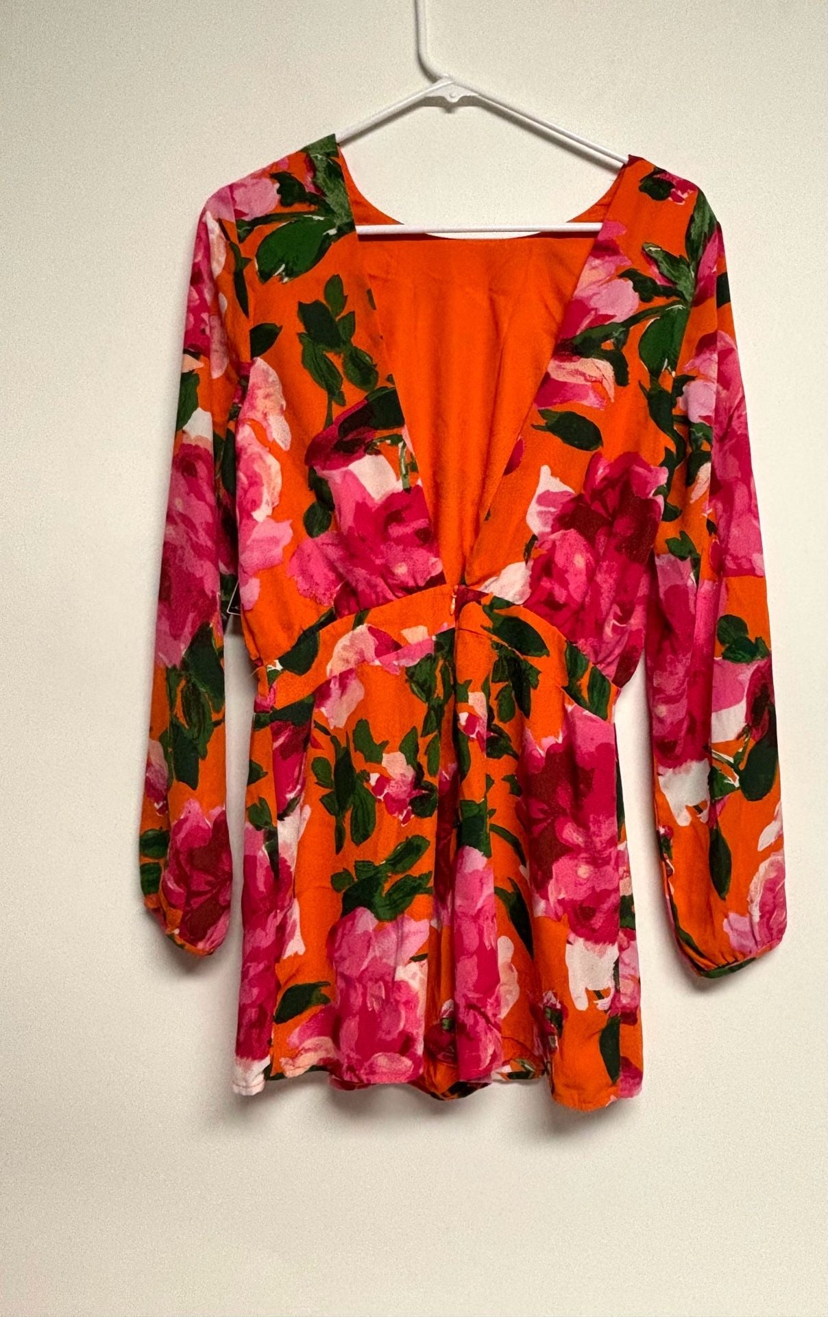 Lulus Sweetest Song Romper Size S Orange Floral Print Backless 3