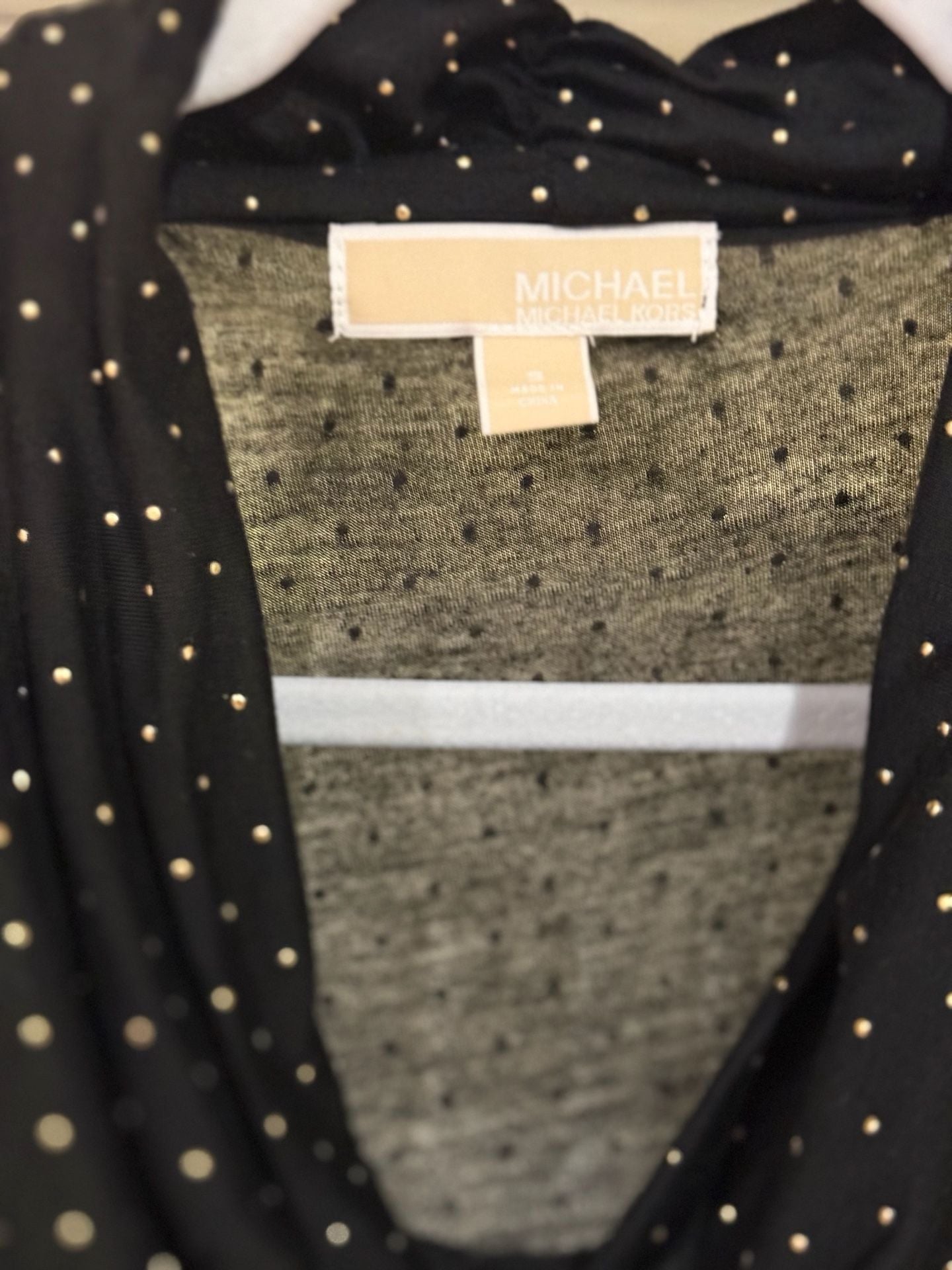 Michael Kors Women's Sleeveless Cowl Neck Polka Dot Top with Gold Hardware 4