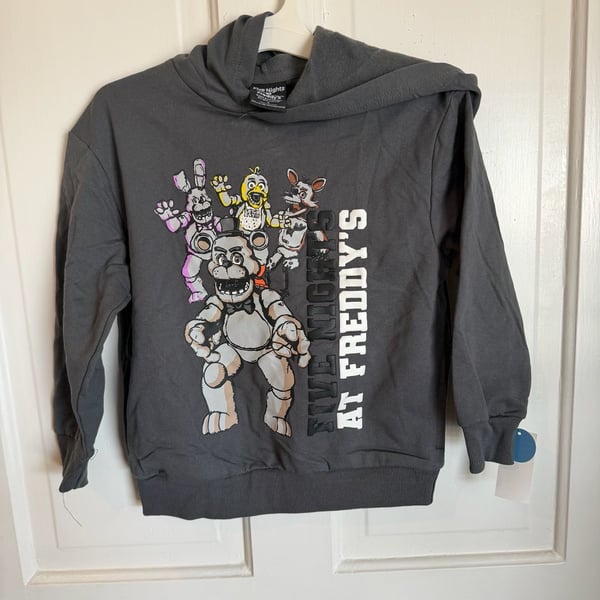 Childs Five Nights At Freddy's Hoodie Size S Gray Character Graphic Sweatshirt