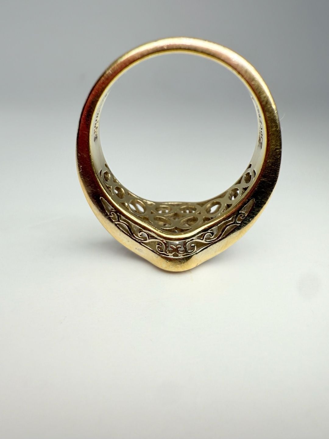 Vintage Gold Tone Oval Crystal Baguette Cocktail Ring Size 8.5 7