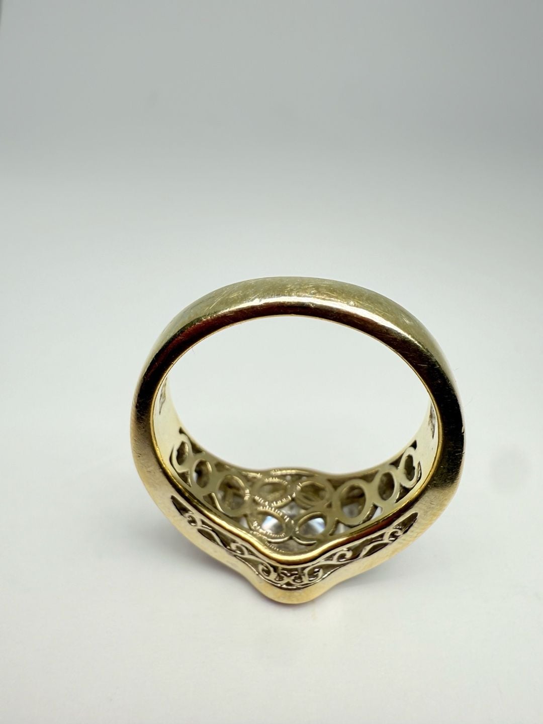 Vintage Gold Tone Oval Crystal Baguette Cocktail Ring Size 8.5 9