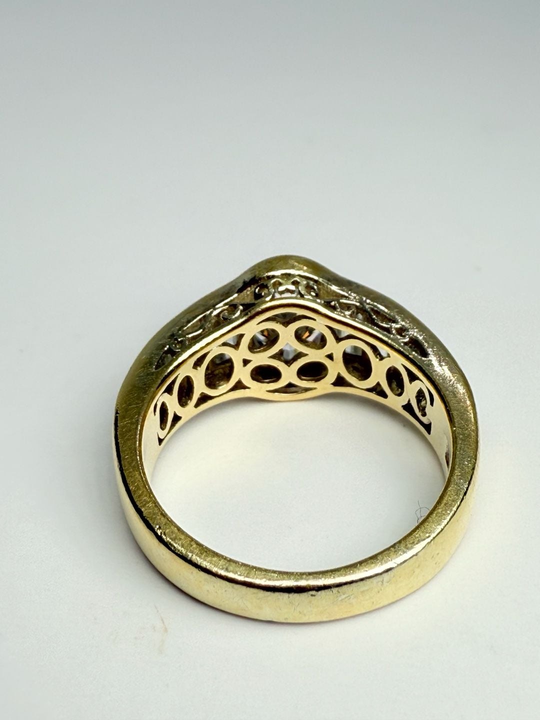 Vintage Gold Tone Oval Crystal Baguette Cocktail Ring Size 8.5 13