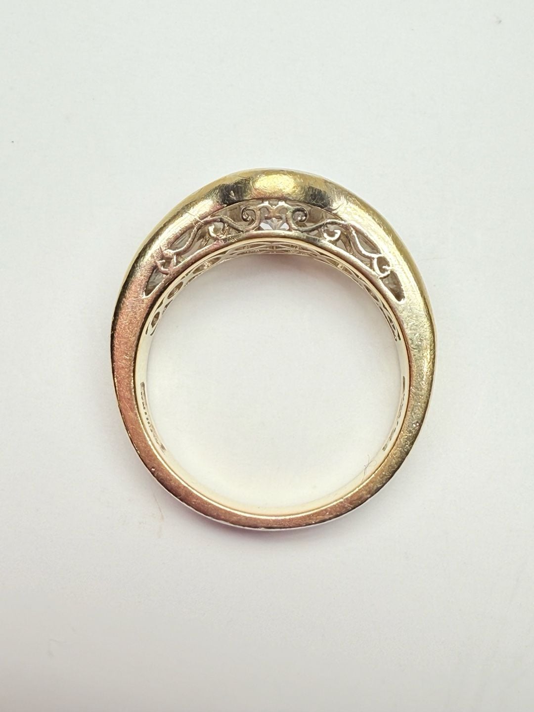 Vintage Gold Tone Oval Crystal Baguette Cocktail Ring Size 8.5 14