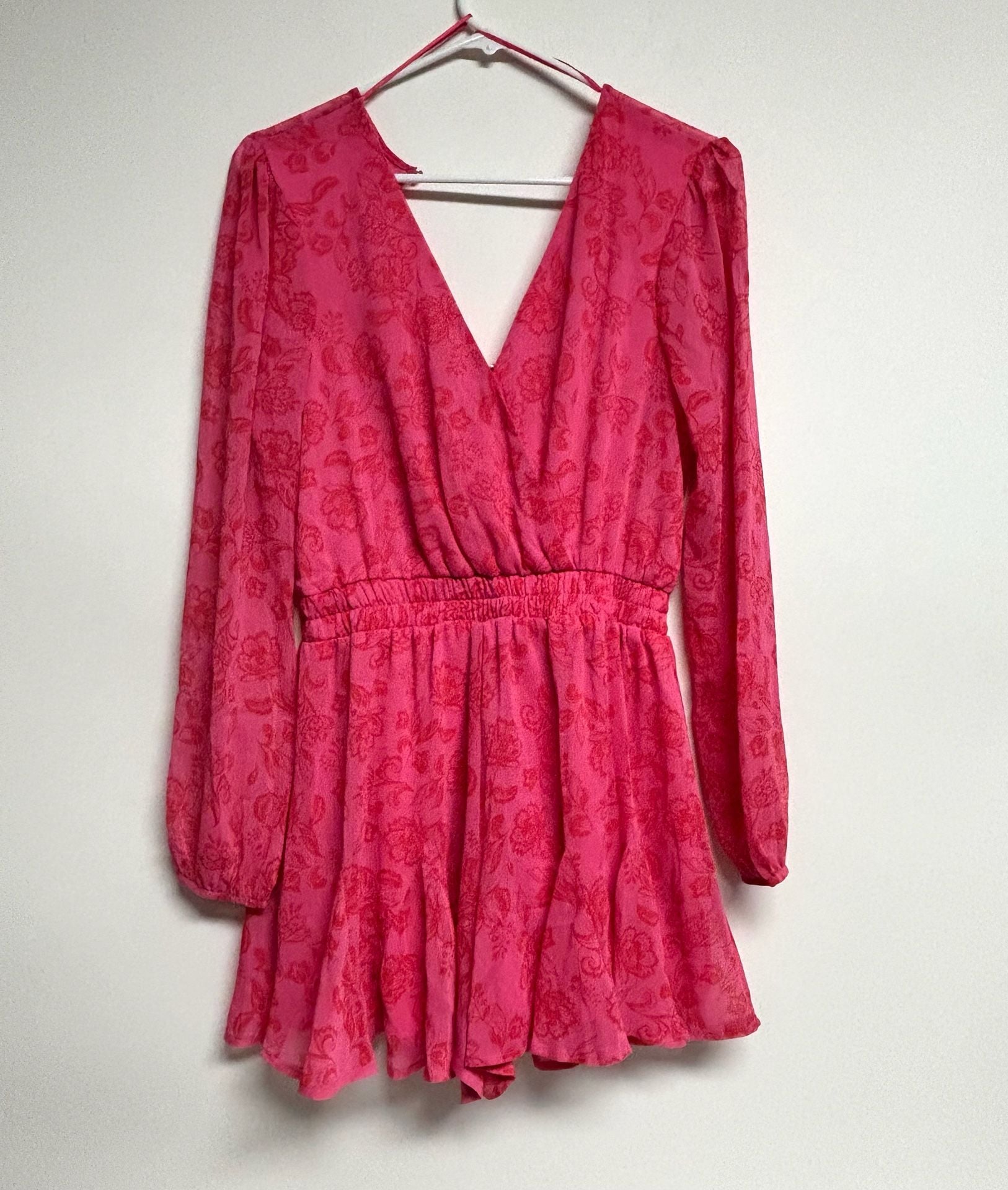 Francesca's Miami Floral Ruffle Romper Size S Pink 1