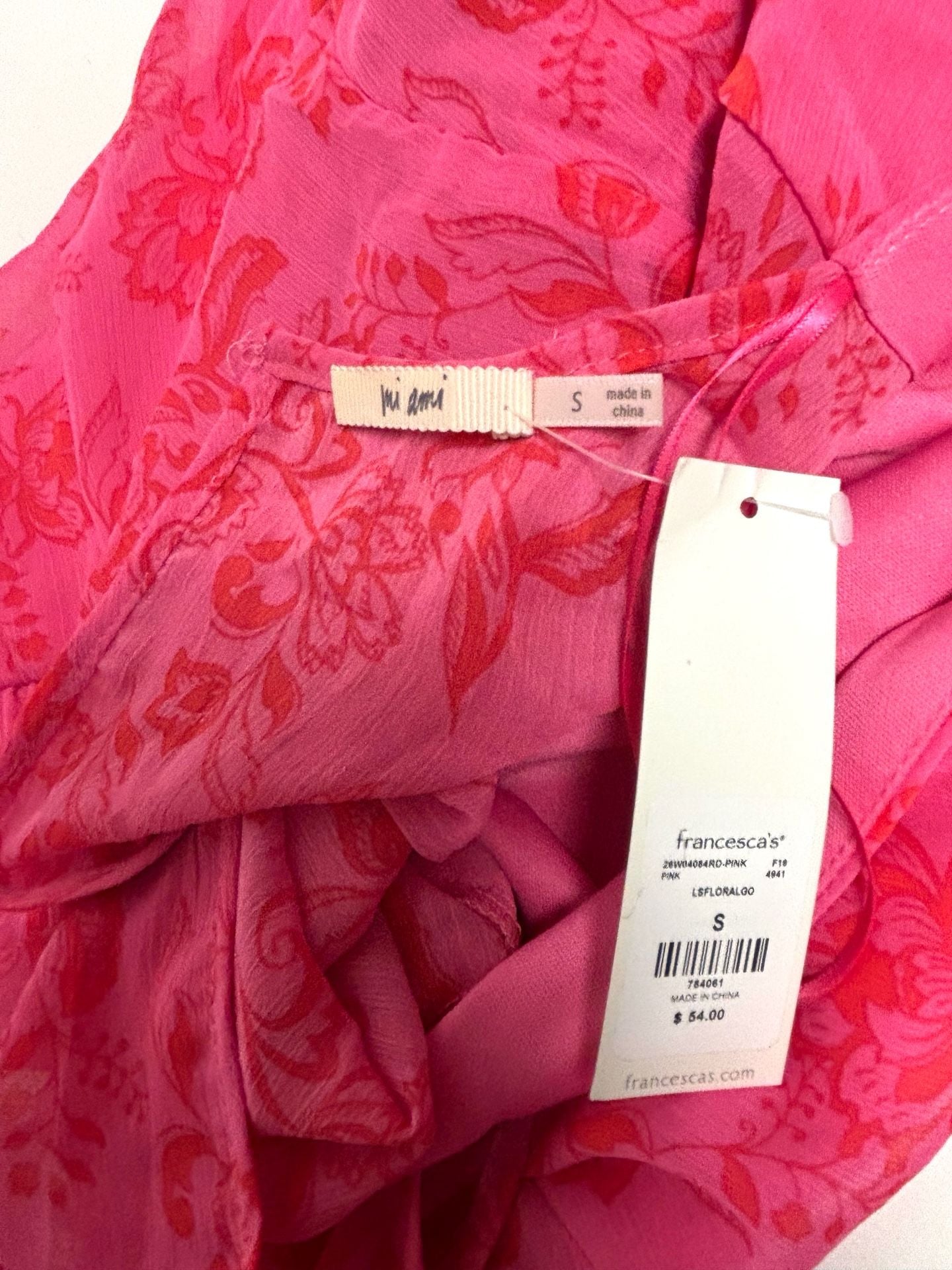 Francesca's Miami Floral Ruffle Romper Size S Pink 5