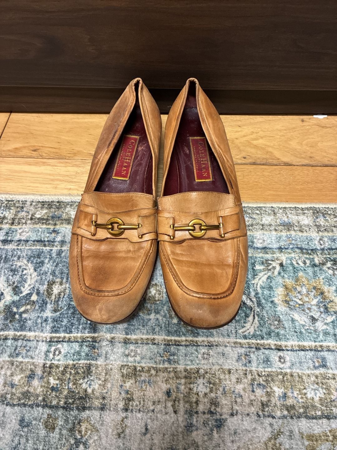 Cole Haan Vintage 1990s City Wedge Loafers Size 9 B Tan Leather 2