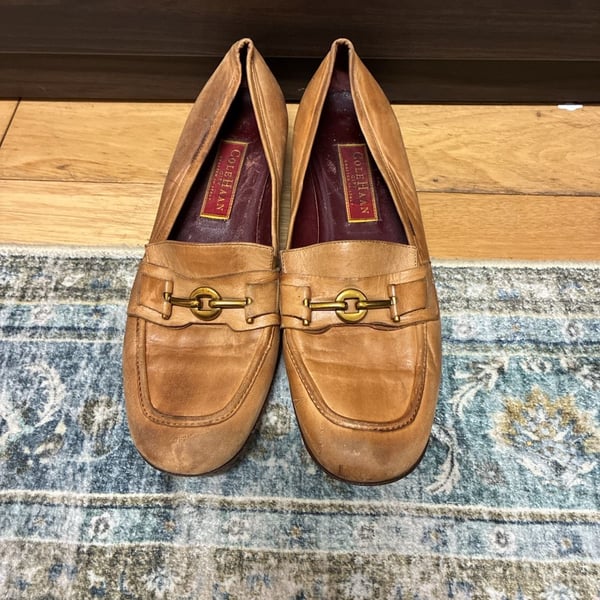Cole Haan Vintage 1990s City Wedge Loafers Size 9 B Tan Leather