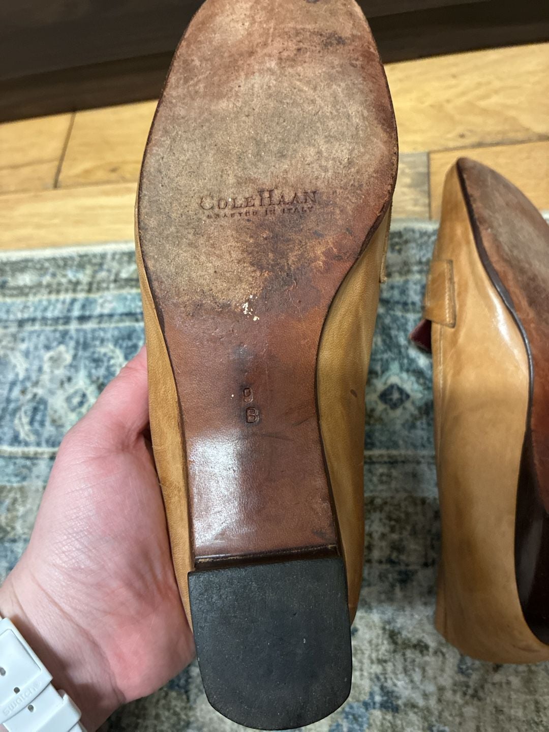 Cole Haan Vintage 1990s City Wedge Loafers Size 9 B Tan Leather 5