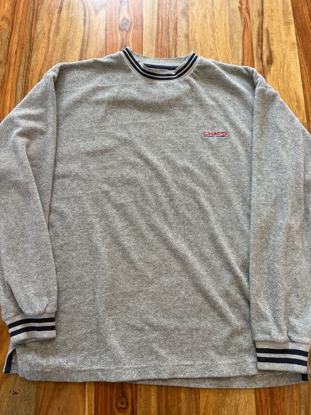 Vintage Chaps Ralph Lauren Sweatshirt Size L Gray Terry Cloth 2