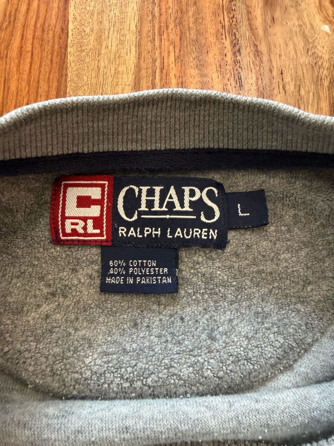 Vintage Chaps Ralph Lauren Sweatshirt Size L Gray Terry Cloth 3