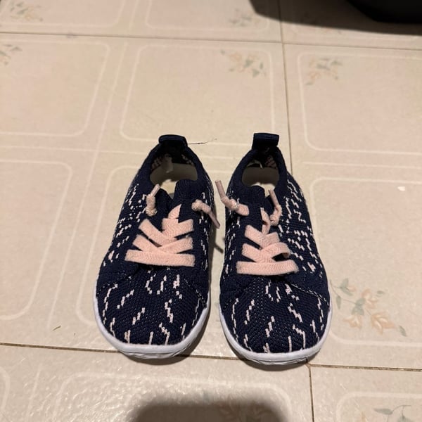 Baby Casual Sneakers Navy Blue Pink Knit Soft Sole