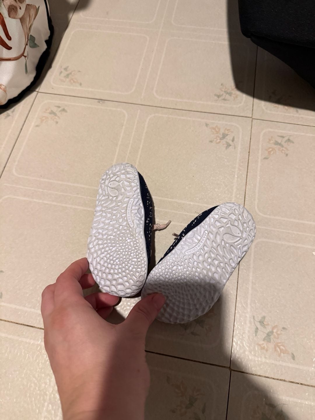 Baby Casual Sneakers Navy Blue Pink Knit Soft Sole 4