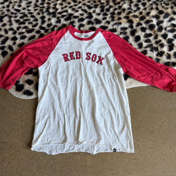 47 Brand Boston Red Sox Raglan T-Shirt Size XL Red White Baseball