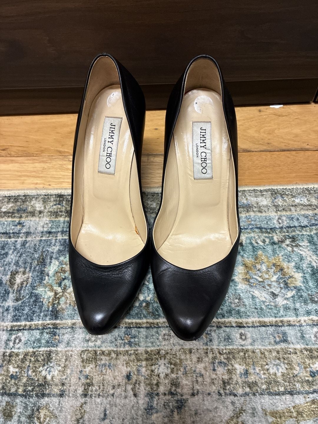 Y2K Vintage Jimmy Choo Gold Accent Leather Pumps Size US7.5/EU37.5 2
