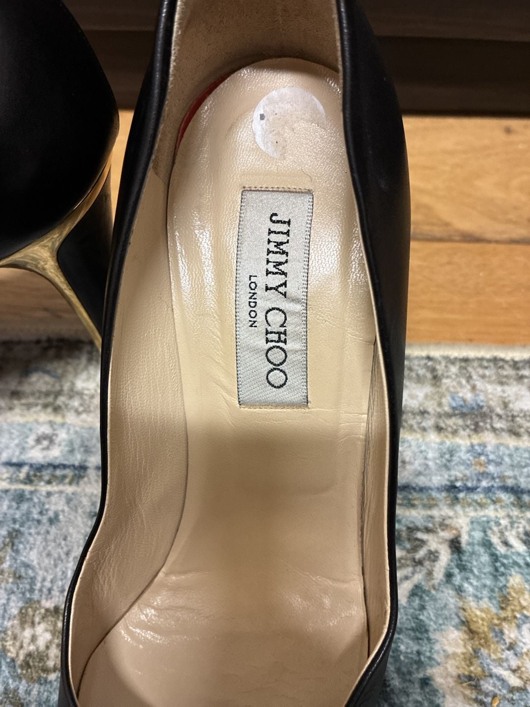 Y2K Vintage Jimmy Choo Gold Accent Leather Pumps Size US7.5/EU37.5 3