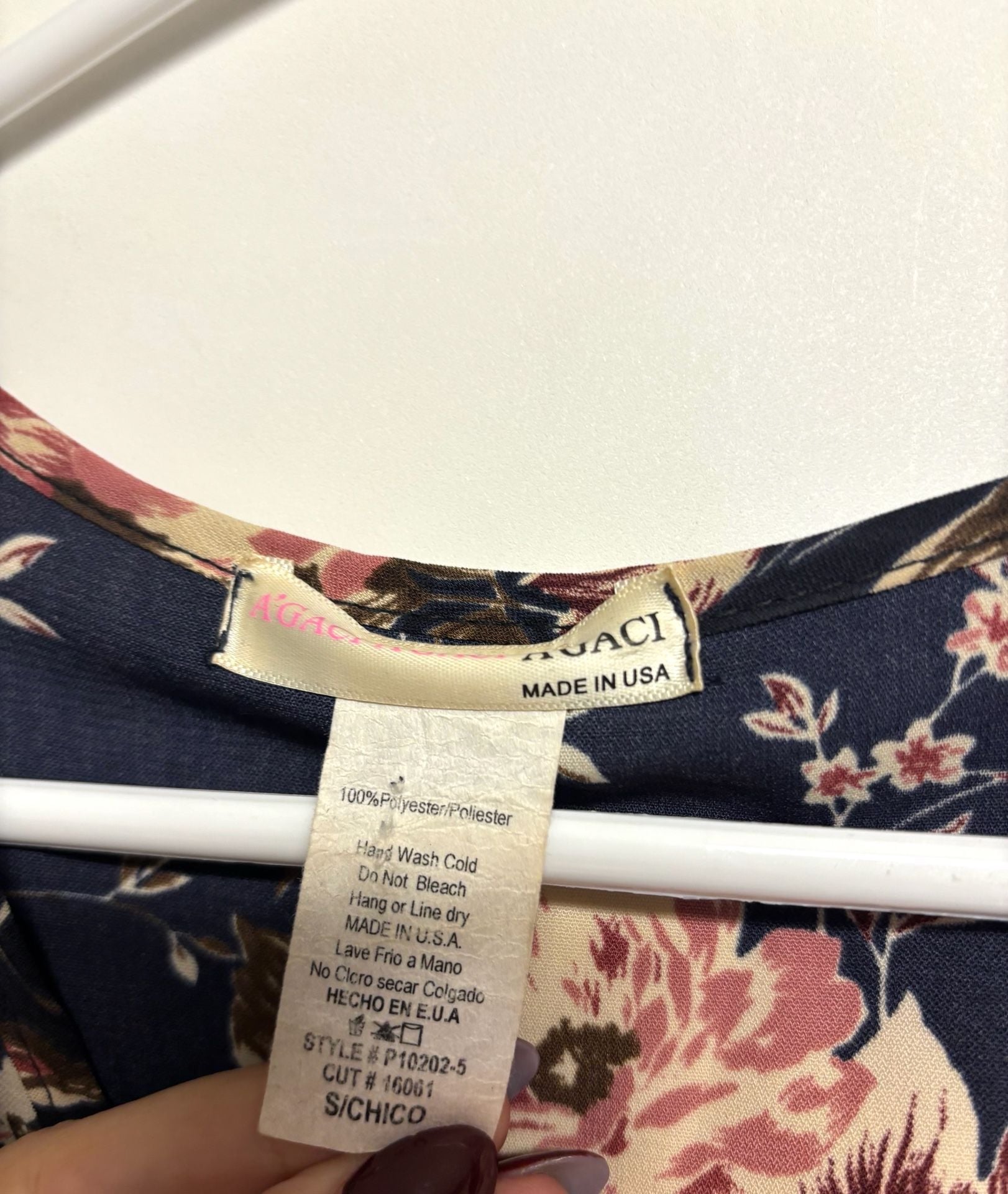 Agaci Floral Romper Size S Navy Pink Long Sleeve V-Neck 3
