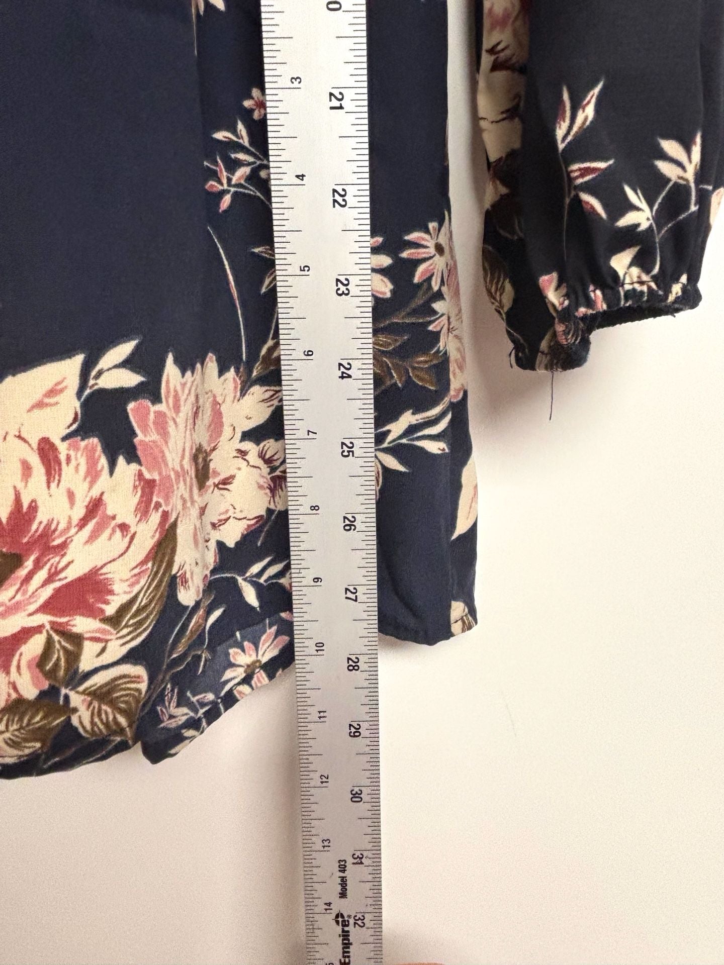 Agaci Floral Romper Size S Navy Pink Long Sleeve V-Neck 6