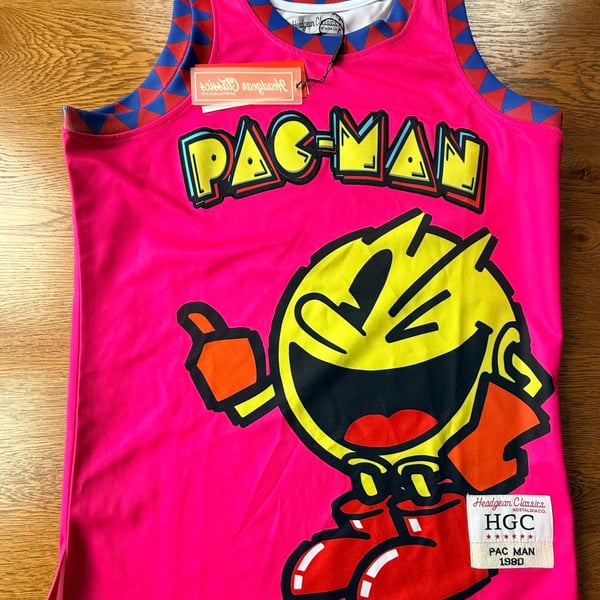 Headgear Classics Pac-Man 1980 Basketball Jersey Size S Pink